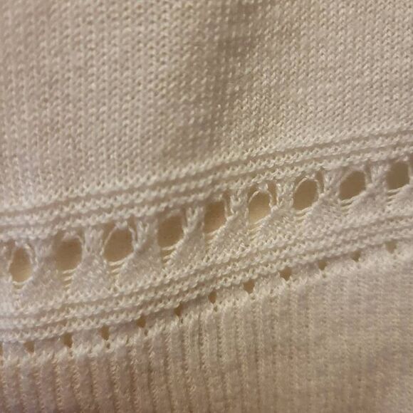 Jones New York White Cardigan with Knit Embellishments Women's Size Medium - Picture 5 of 7